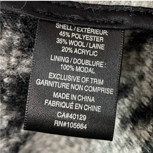 L.A.M.B. Gwen Stefani White Plaid Wool Blend Shawl Collar Asymmetrical Wrap Coat - Picture 7 of 9